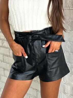 These three boutique faux leather shorts in black